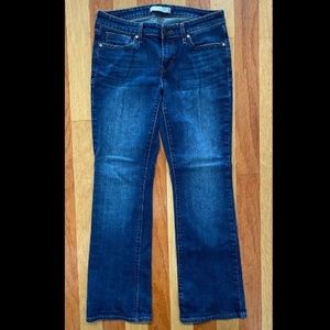 VINTAGE LADIES LEVI'S STRAUSS 545 LOW RISE BOOT CUT BLUE DENIM STRETCH JEANS 8M